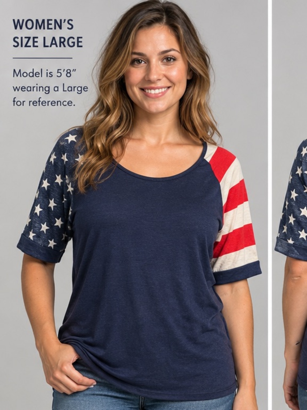 12 Pm By Mon Ami Navy Short Sleeve with Star LARGE Pit 18” Length 27” STRETCHY